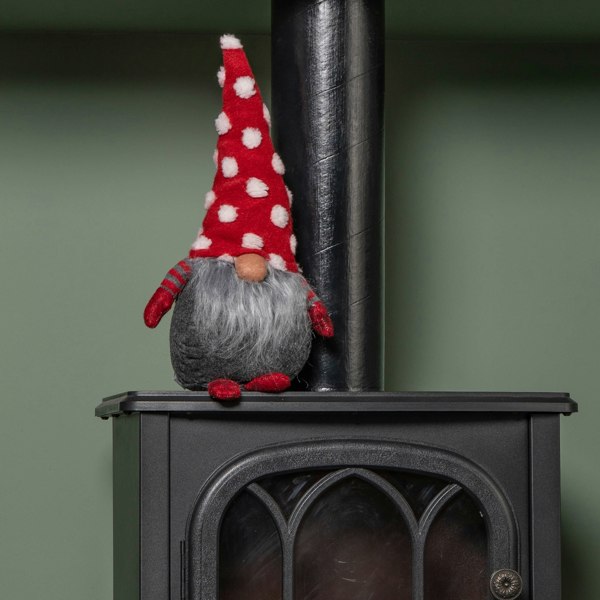 Samuel Alexander 32cm Festive Christmas Red & Grey Bearded Gonk with White Polka Dot Hat