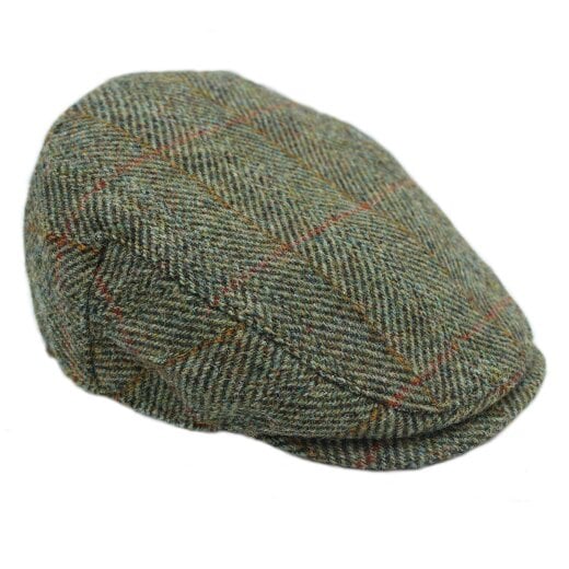 Heather Hats & Accessories Genuine Harris Tweed Wool Flat Cap, Satin Lining, Outdoor Wear, Sage