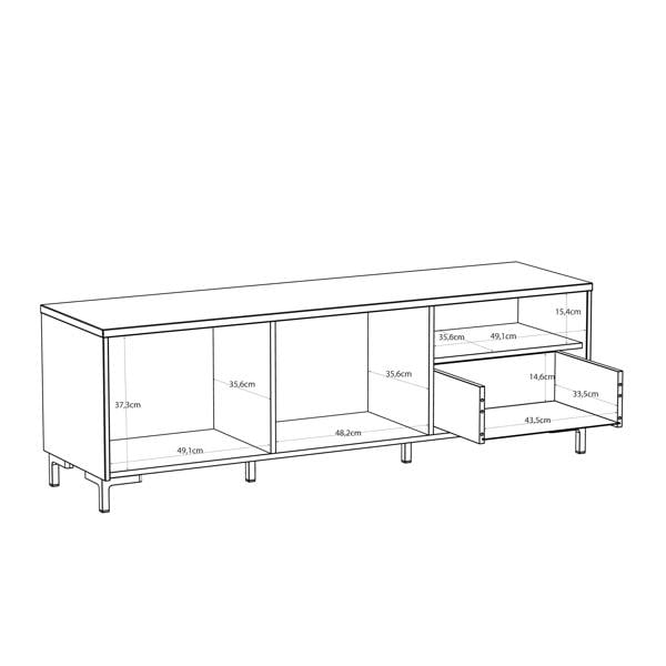 Furniture To Go Bixbite Wide TV Unit with Fluted Drawer, Open Shelf & Cupboard in Mauvella Oak and Sand