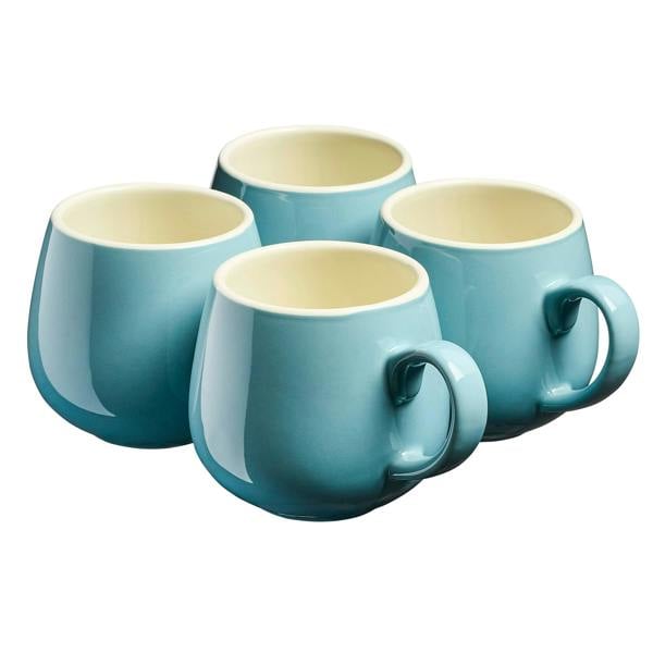 Cooks Professional Set of 4 Stoneware Mugs | 350ml | Blue