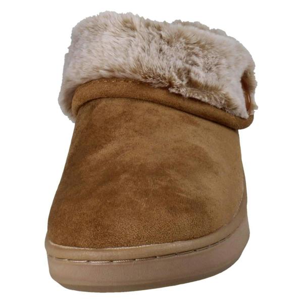 Clarks Ladies Clarks Warm Lined Slippers With Faux Fur Evelyn Mule