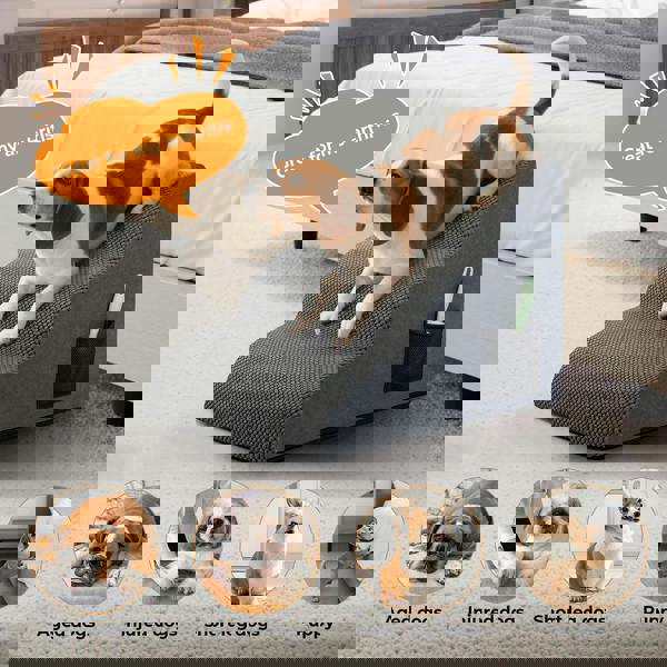 Skylos 3-Step Pet Stair Dog Ramp for Sofa Bed High Density Foam Non-Slip Ladder