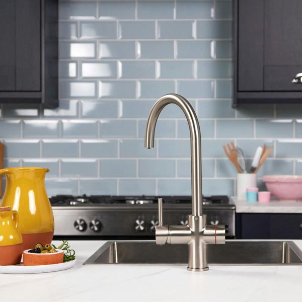 Impromta 3 in 1 Biometric Swan Neck Boiling Water Tap | Brushed Steel Finish