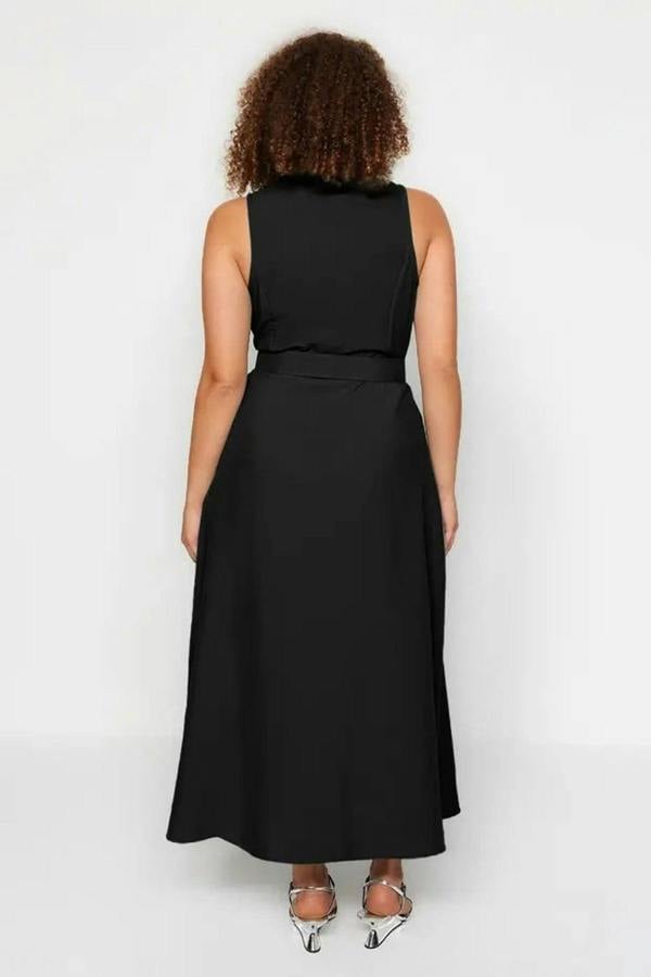 WOVCOR Belted Woven Shirt Dress