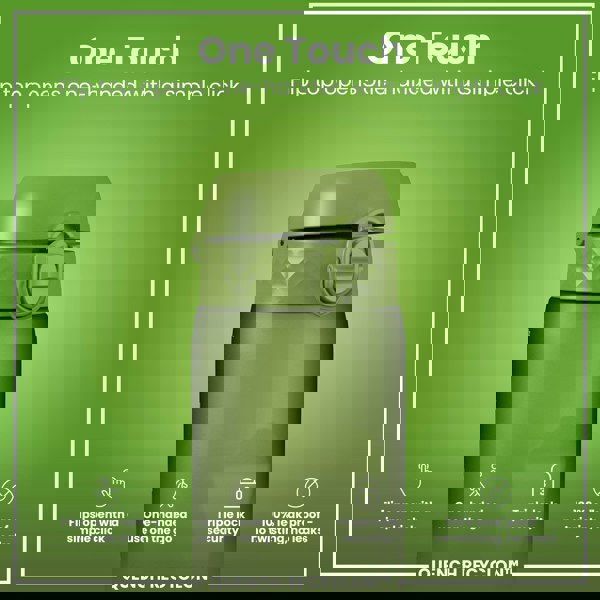 ION8 Leak Proof 1 litre Water Bottle, Recyclon, Khaki Green, 1L