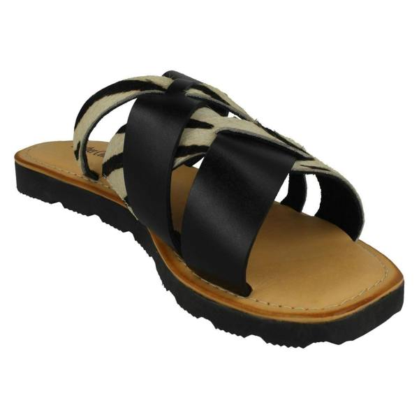 Leather Collection Ladies Leather Collection Zebra Print Mules F00351