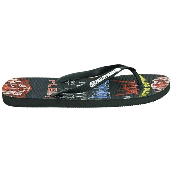 Philipp Plein Rock Logos Flip Flops - Black