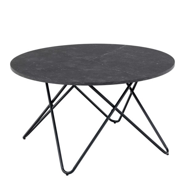 Wyld Haus Turin Black Marble Effect Round Coffee Table Geometric Steel Base