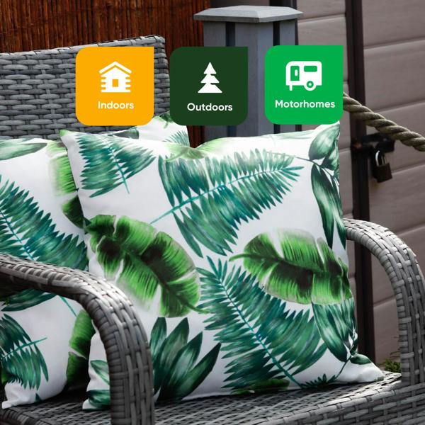 Gardenwize Pair of Outdoor Scatter Cushions – Botanical Green Design