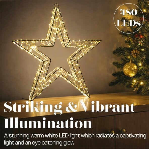 Scotts of Stow Xmas Haus White Metal Star with 480 Warm White Micro LED Indoor Decoration