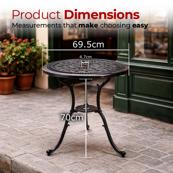 Centurion Supports TABREEZ Garden and Patio Black Cast Aluminium Bistro Table