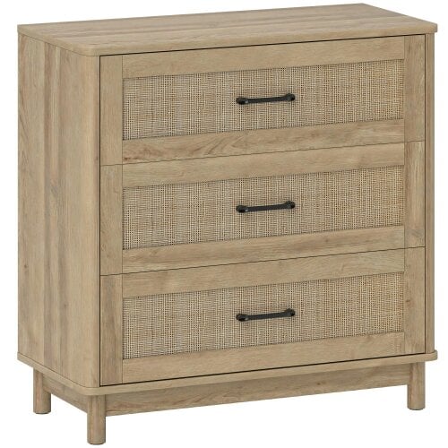 Wyld Haus Zima Wood Oak Finish 3 Drawer Storage Chest 76 cm Wide