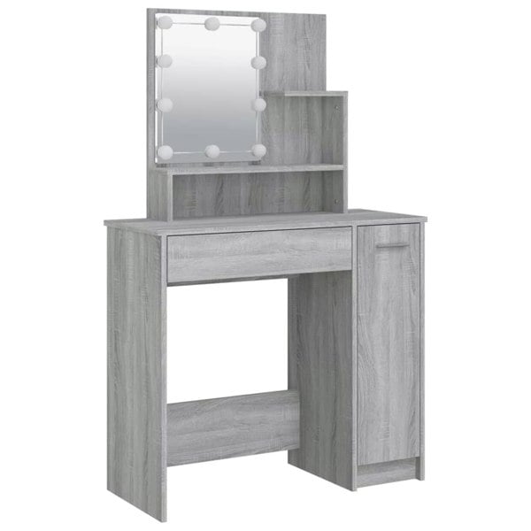 Berkfield Dressing Table with LED Grey Sonoma 86.5x35x136 cm