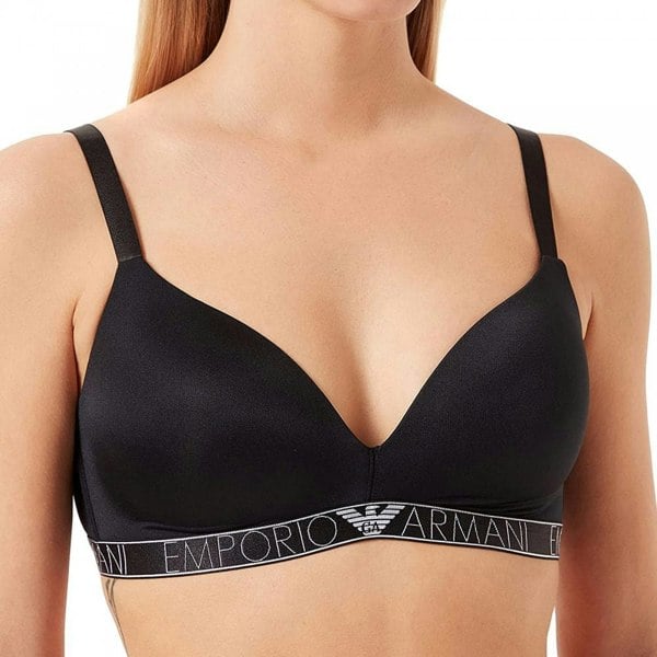 Emporio Armani Iconic Microfiber Padded Triangle Bra, Black/rose-gold
