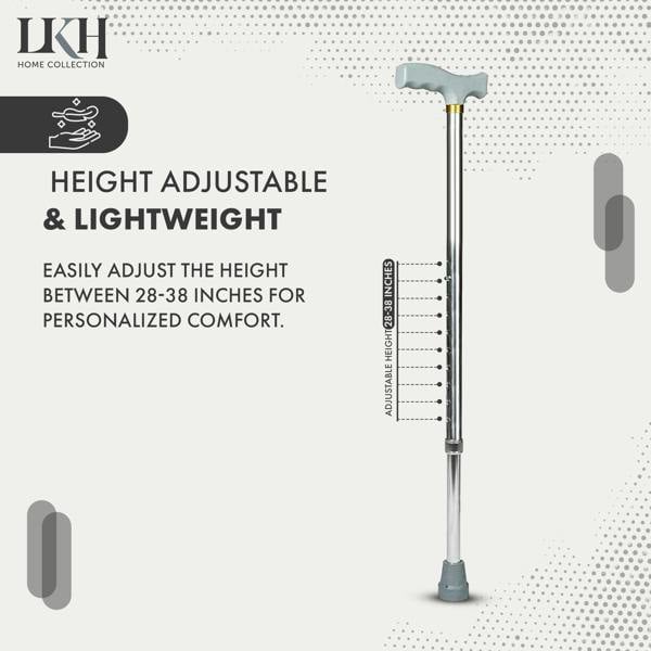 LKH HOME COLLECTION LKH Aluminum Walking stick with Handle & Anti-Skid Base - Lightweight 28-38 Inches Aluminum Walking Cane for Seniors & Adults