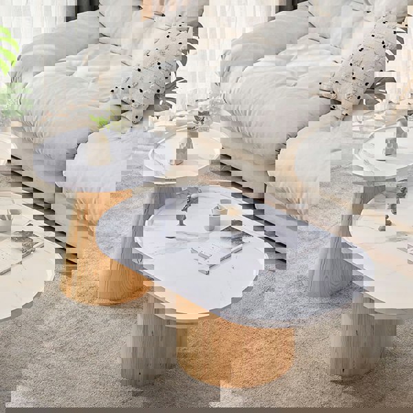 Osric Mid Century Coffee Table Set-Weilai Concept-White + Oak-Weilai Concept