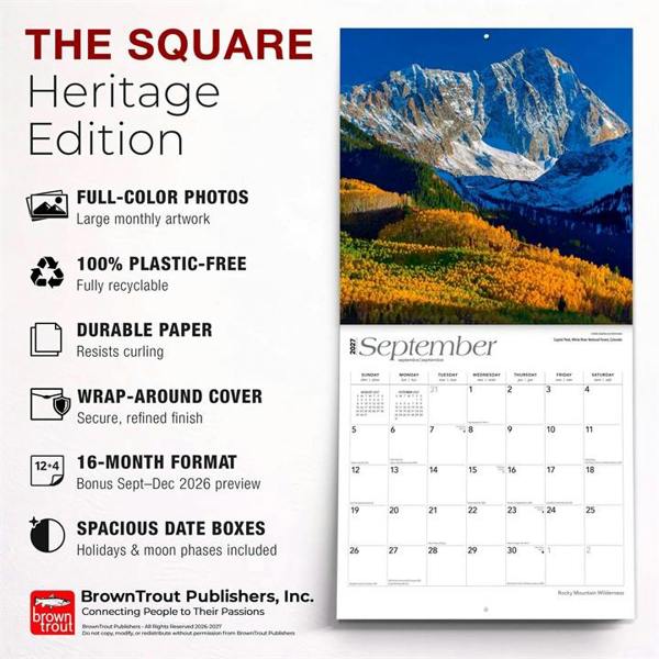 Rocky Mountain Wilderness Calendar 2027, Wall Calendars, Month To View, Travel, Gift