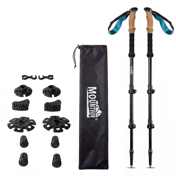 Mountview Trekking Poles Carbon Fibe Lightweight Hiking Sticks 2PC Black