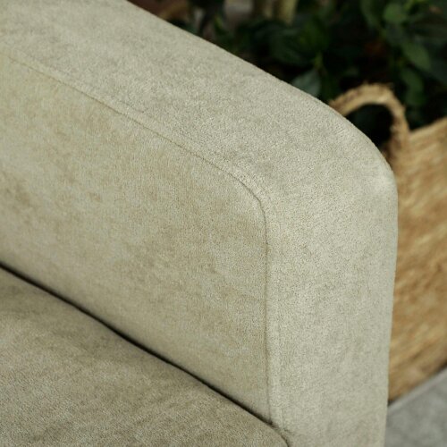 Wyld Haus Vikava Beige Velvet Upholstered 2 Seater Sofa Natural Wooden Legs
