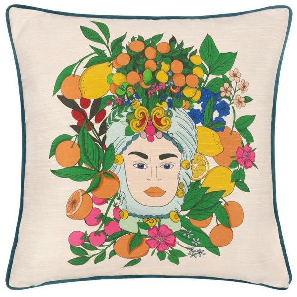 Furn Taormina Piped Floral Cushion Cover - Teal - 