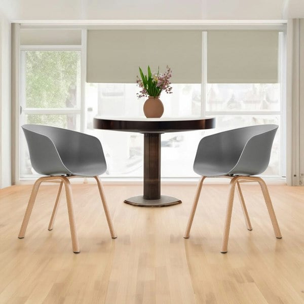 Modern Gray Plastic Chair with Heat Transfer-Printed Legs, Set of Four Living and Home