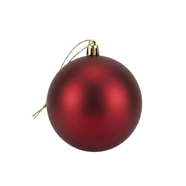 Shatchi 20cm Dark Red Christmas Baubles Set of 3 with Glossy, Matte and Glitter Finishes
