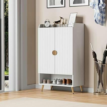 HYGRAD BUILT TO SURVIVE Modern Hallway Shoe Storage Cabinet, 2 Doors – Grey or White | HYGRAD®