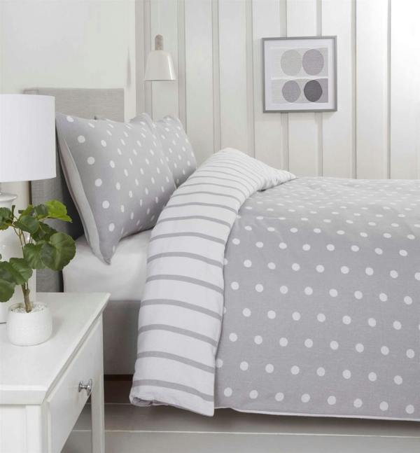 Spots and Stripes Grey Duvet Cover Set