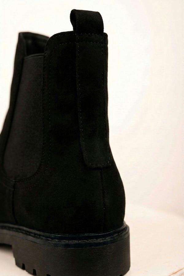Saoirse Faux Suede Chunky Sole Chelsea Boots - Black