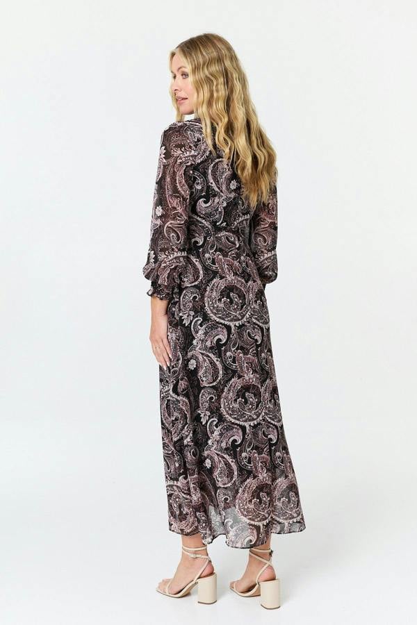 Purple | Paisley Tie Waist Layered Maxi Dress
