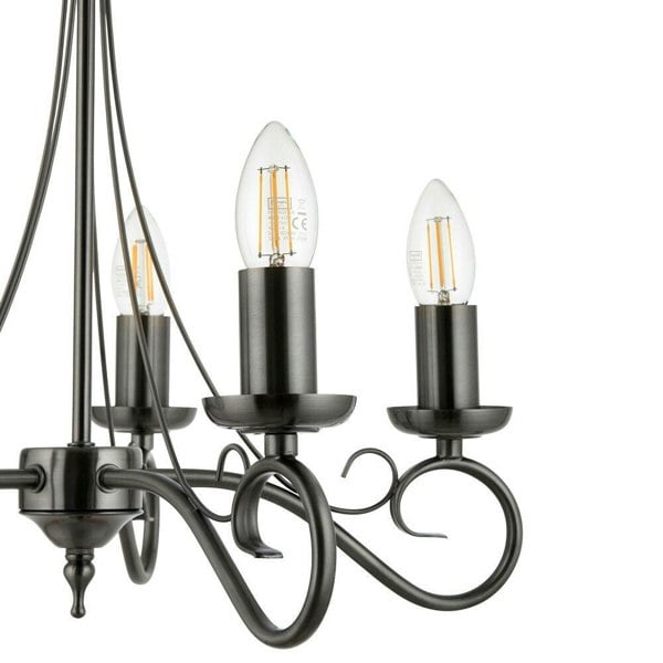 Hanging Flush Ceiling Pendant 5 Light ANTIQUE SILVER Chandelier Lamp Bulb Holder Loops