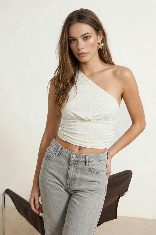 WOVCOR Crop Lined Shimmering Knit Bustier