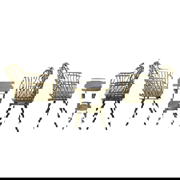 Furniture One 3 Pieces Rattan Garden Furniture Set, Rattan Bistro Set with Glass Top Table, Soft Cushion 2 Seaters + High Glass Top Table Set