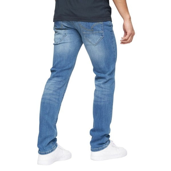 Crosshatch Mens Farrowed Stretch Jeans - Stone Wash