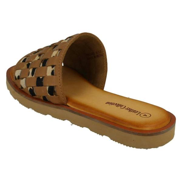 Leather Collection Ladies Leather Collection Leopard Print Sliders F00341