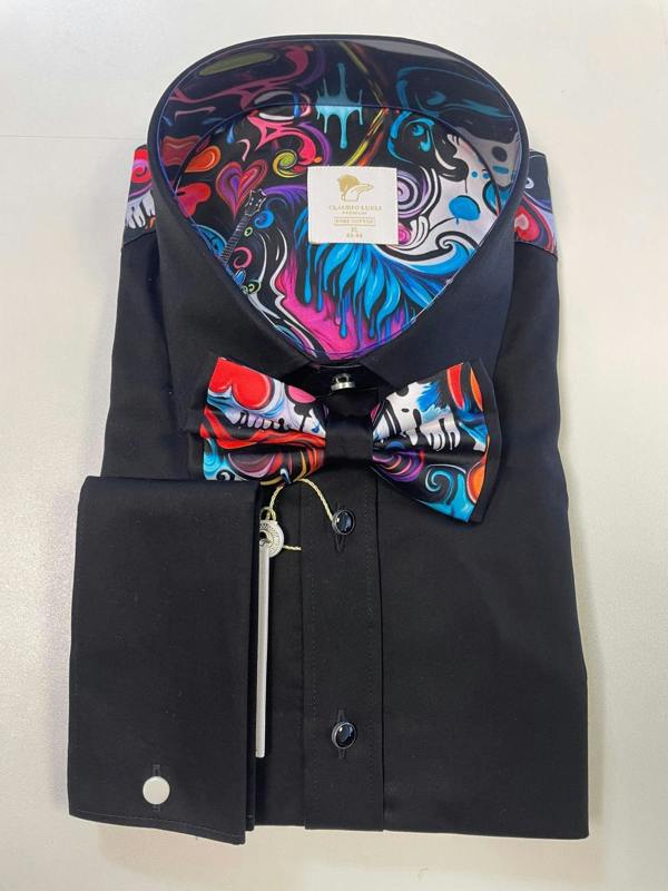 CLT25104 GRAFITI PRINT WITH BOWTIE - Claudio Lugli Shirts