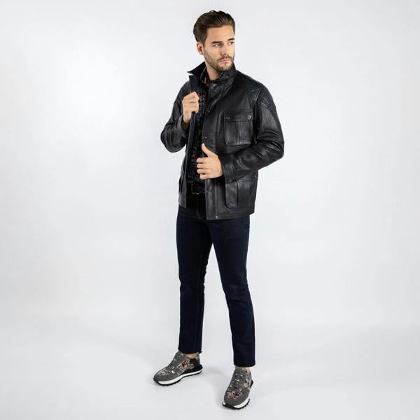 The Expedition Leather Utility Jacket - Premium Men's Patterned Shirt by Claudio Lugli | Bold Design, Tailored Fit, Best Printed Shirts