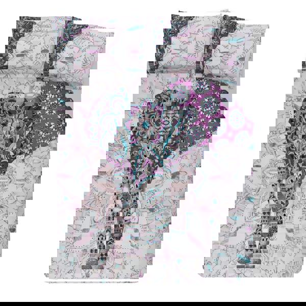 Smart Living Reversible Polycotton Elephant Mandala Duvet Cover and Pillowcase Set - Purple