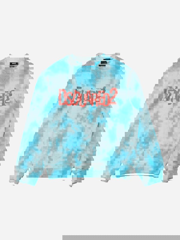 Dsquared2 Kids Tie-Dye Logo Sweatshirt in Blue