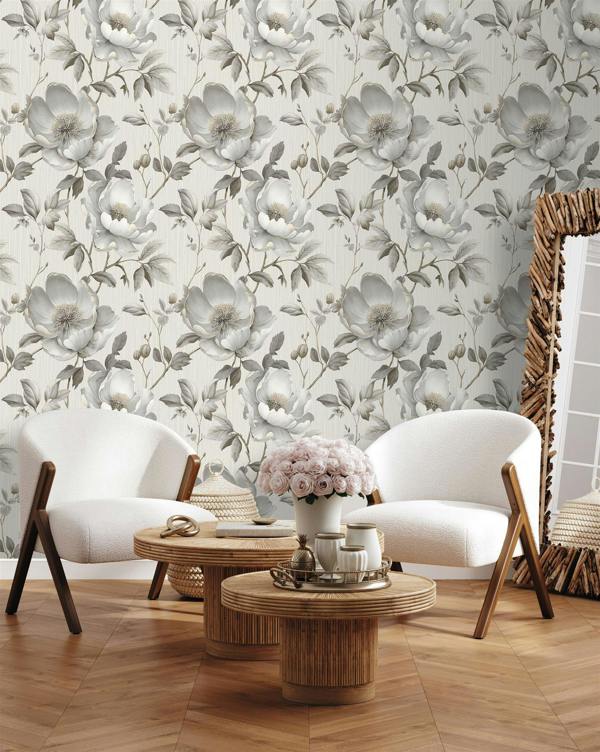 Alethia Floral Grey Wallpaper image 3