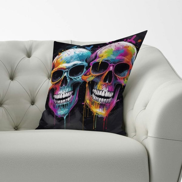 Warren Reed Splashart Happy Skeletons In Glasses Cushions