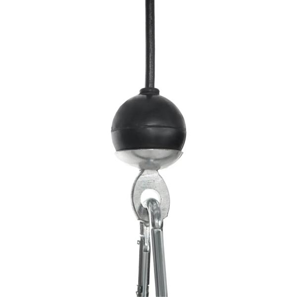 Black spherical pulley housing with metal connector for cable machine