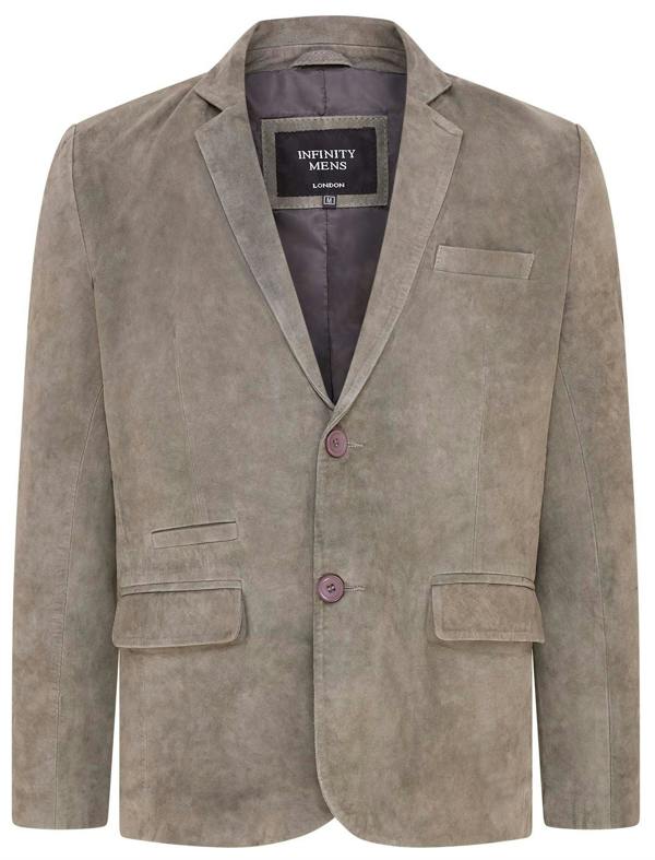 Infinity Leather Mens Slim Goat Suede Italian Blazer Jacket-Somero