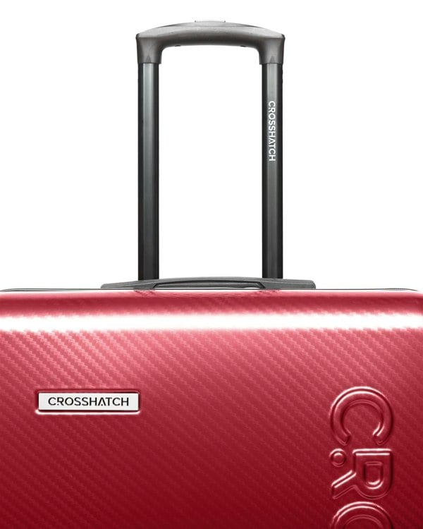 Crosshatch Escapade Embossed Suitcase 3pk Dark Red