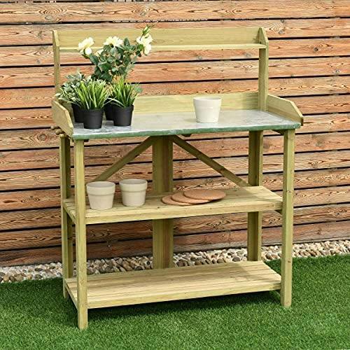 HYGRAD BUILT TO SURVIVE Large Wooden Planting Table Practical Garden Work Bench Station Flower& Plants Organiser By HYGRAD®