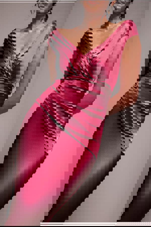 Satin Off The Shoulder Maxi Dress - Wine DR3580