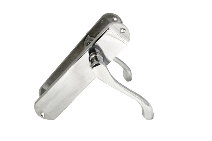 EDH Door Hardware Cadenza Victorian Scroll Lever Door Handles Chrome – Handle Only or Handle + Tubular Latch