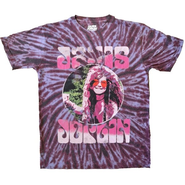 Janis Joplin Unisex Adult Shades Tie Dye T-Shirt - Purple