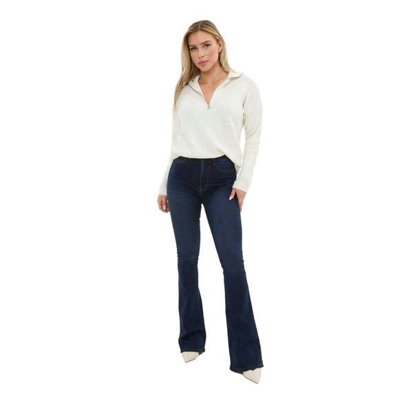I Saw It First Womens/Ladies Zip Neck Jumper - Cream - 