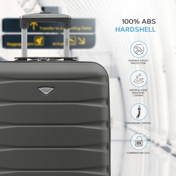 Flight Knight 55x40x23cm Lightweight 4 Wheel Cabin Carry On Suitcase